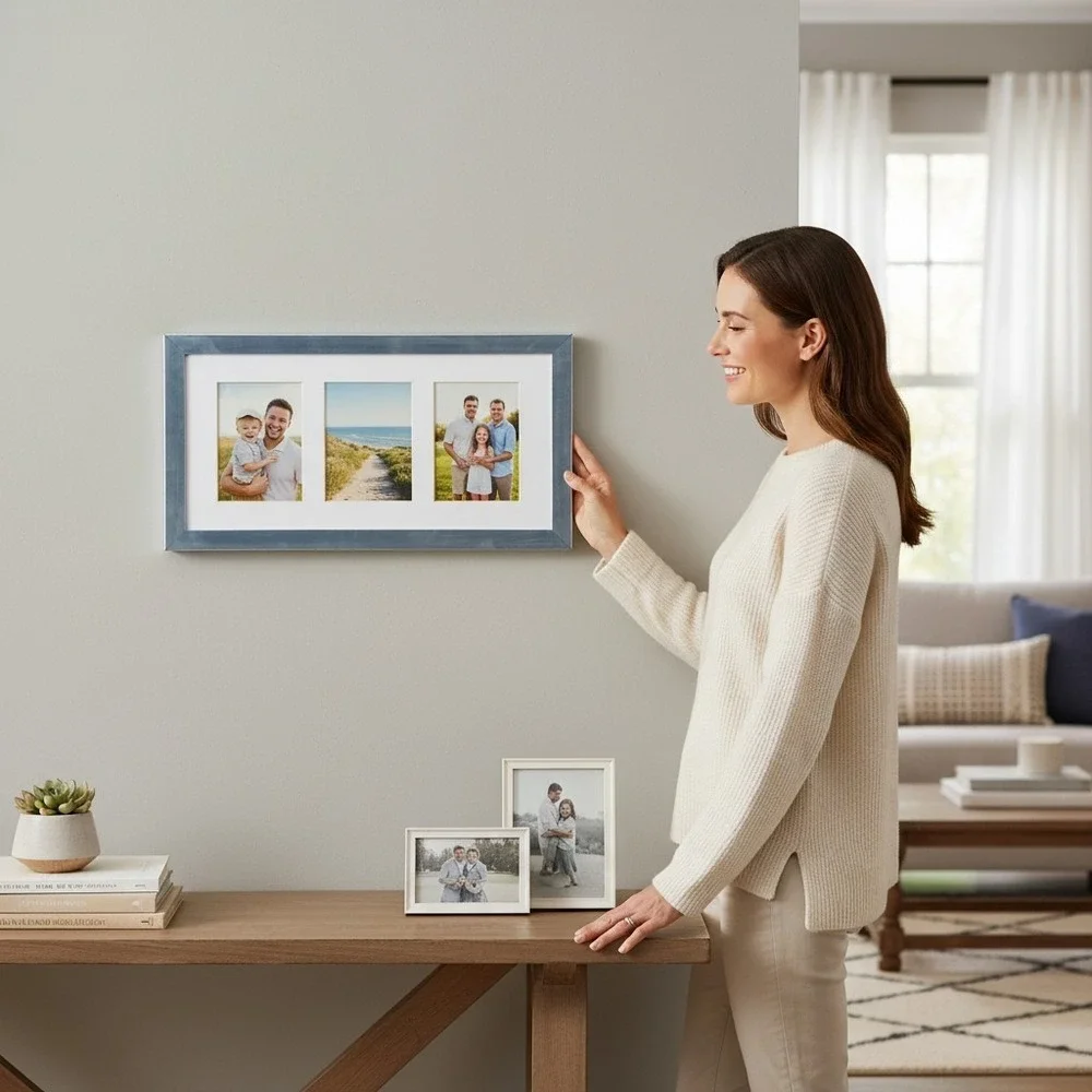 BP Industries Wall Frame Multi Photo 10x20 Silver New 1pc 3-Opening 5x7